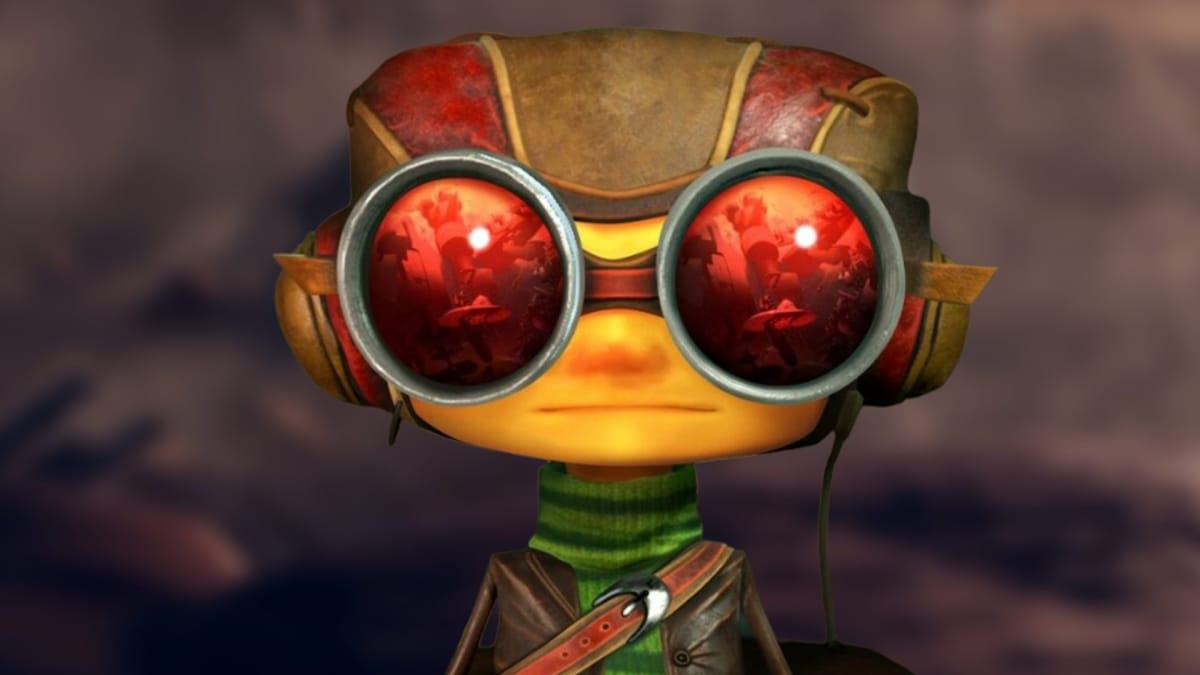 Rasputin from Psychonauts can be seen with the Farpoint planet blurred behind him.
