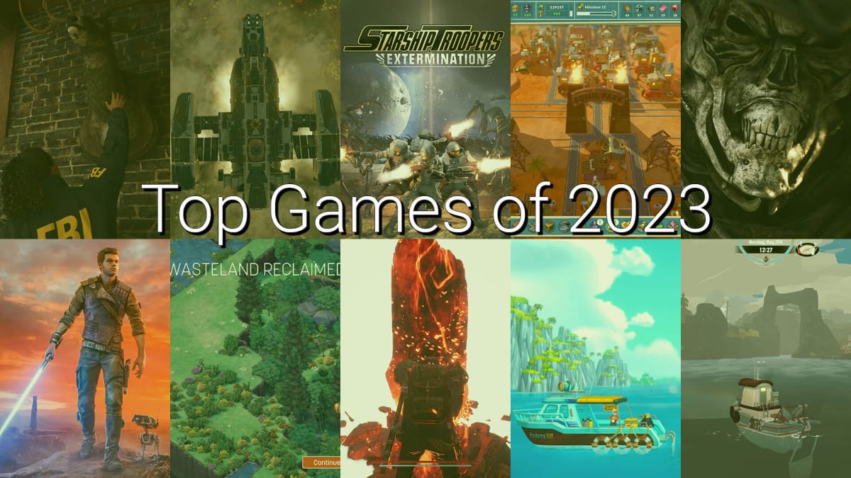 10 Games Overlaid With a Green Overlay For Top 10 Games of 2023