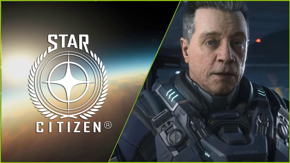 Mark Hamill's character in Squadron 42 and Star Citizen Logo