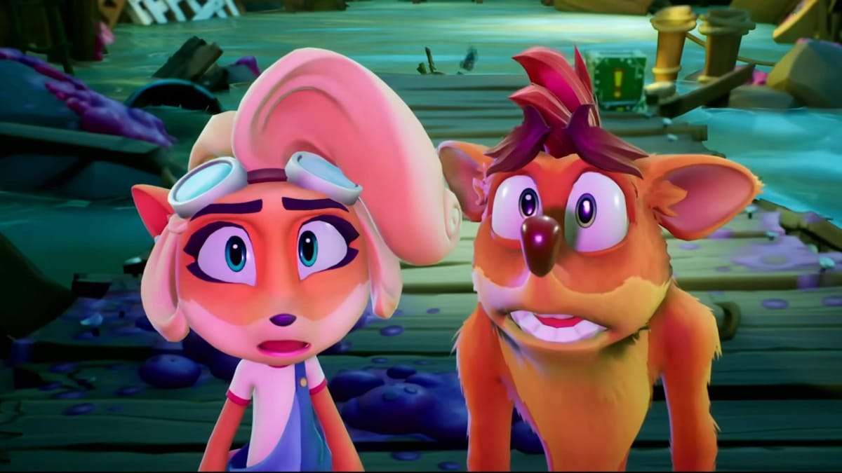 Crash Bandicoot and Coco looking sad in an image intended to represent the alleged Xbox gaming layoffs