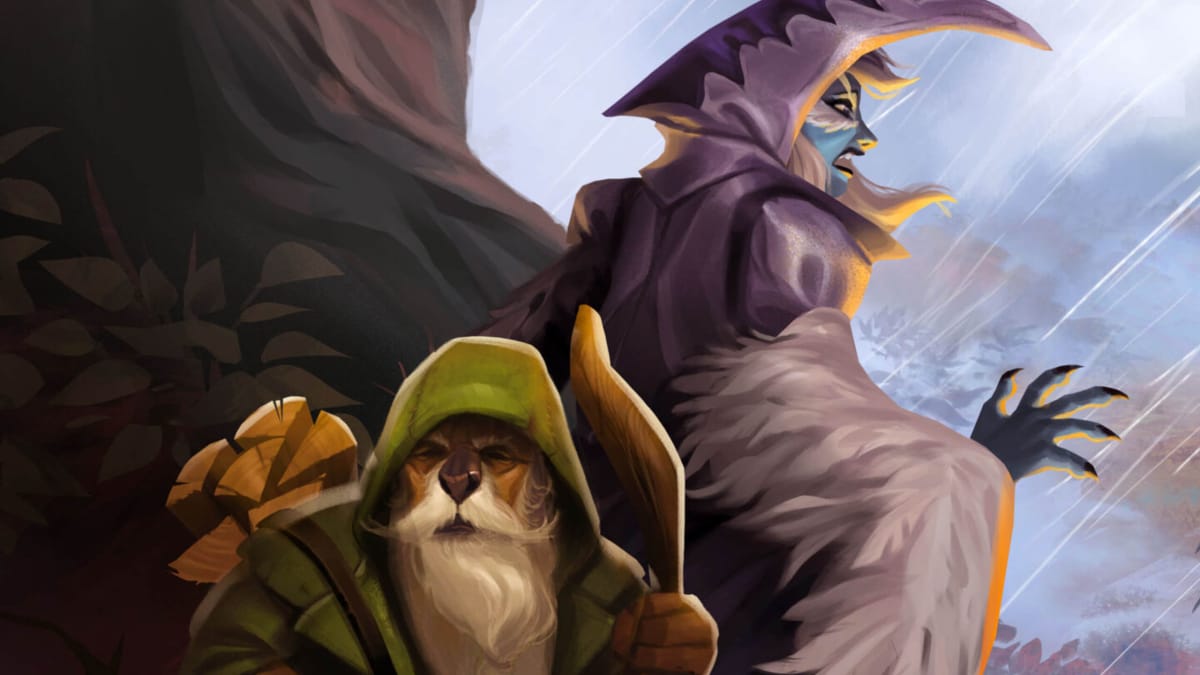 Two animal-like characters in official artwork for Against the Storm