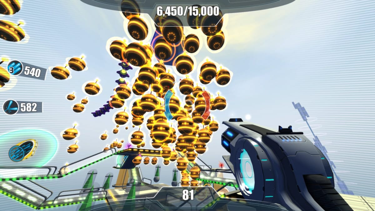 A player can be seen shooting some items