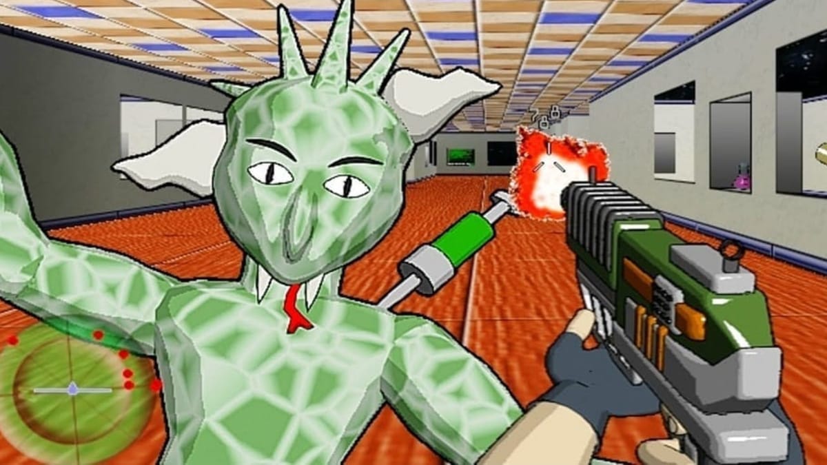 A player can be seen shooting an enemy