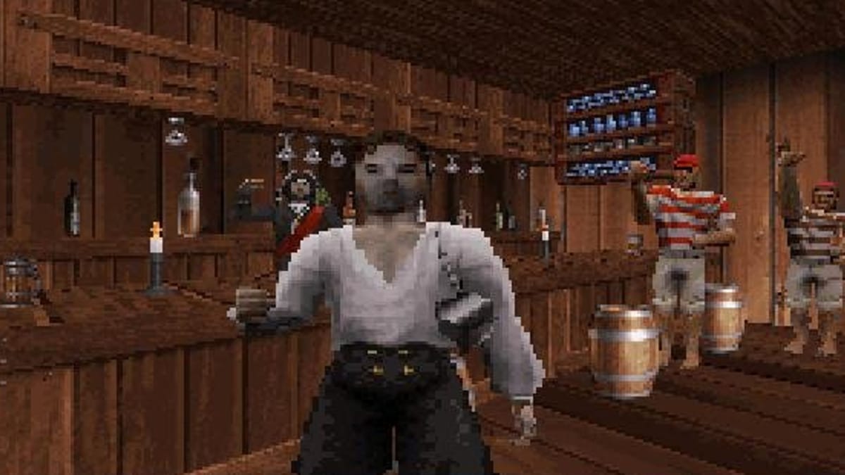 A person can be seen in a bar.