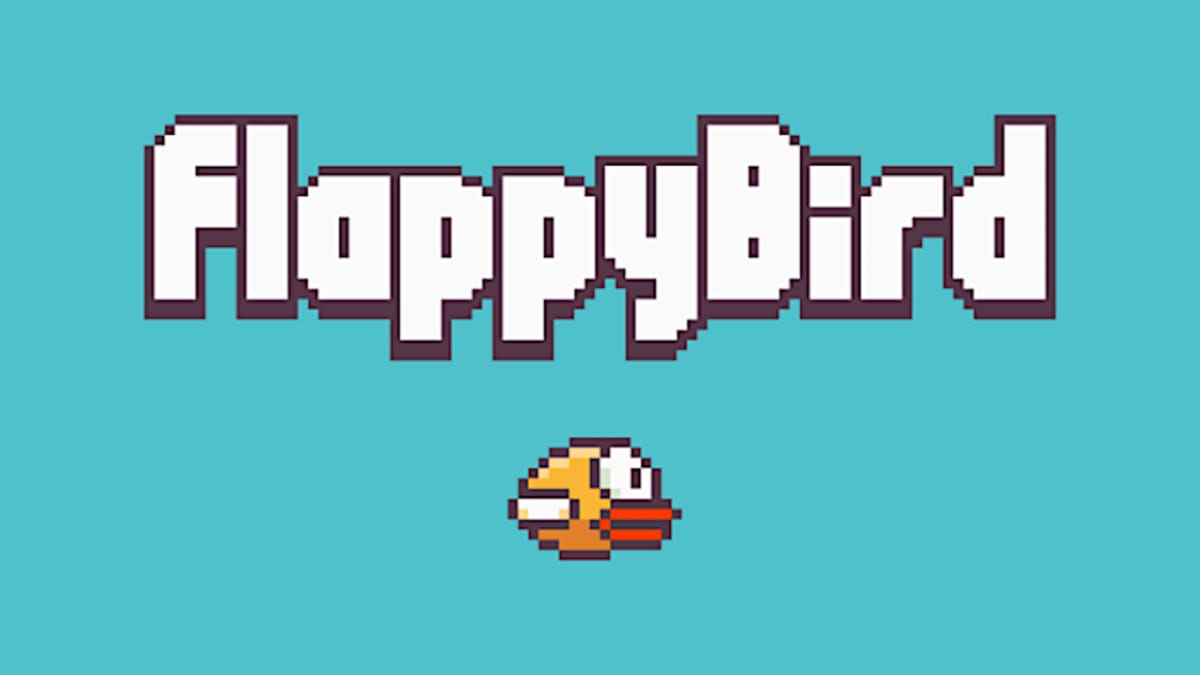 The Flappy Bird logo and a sprite of the bird in question, representing Squishy Bird (which is no longer available)