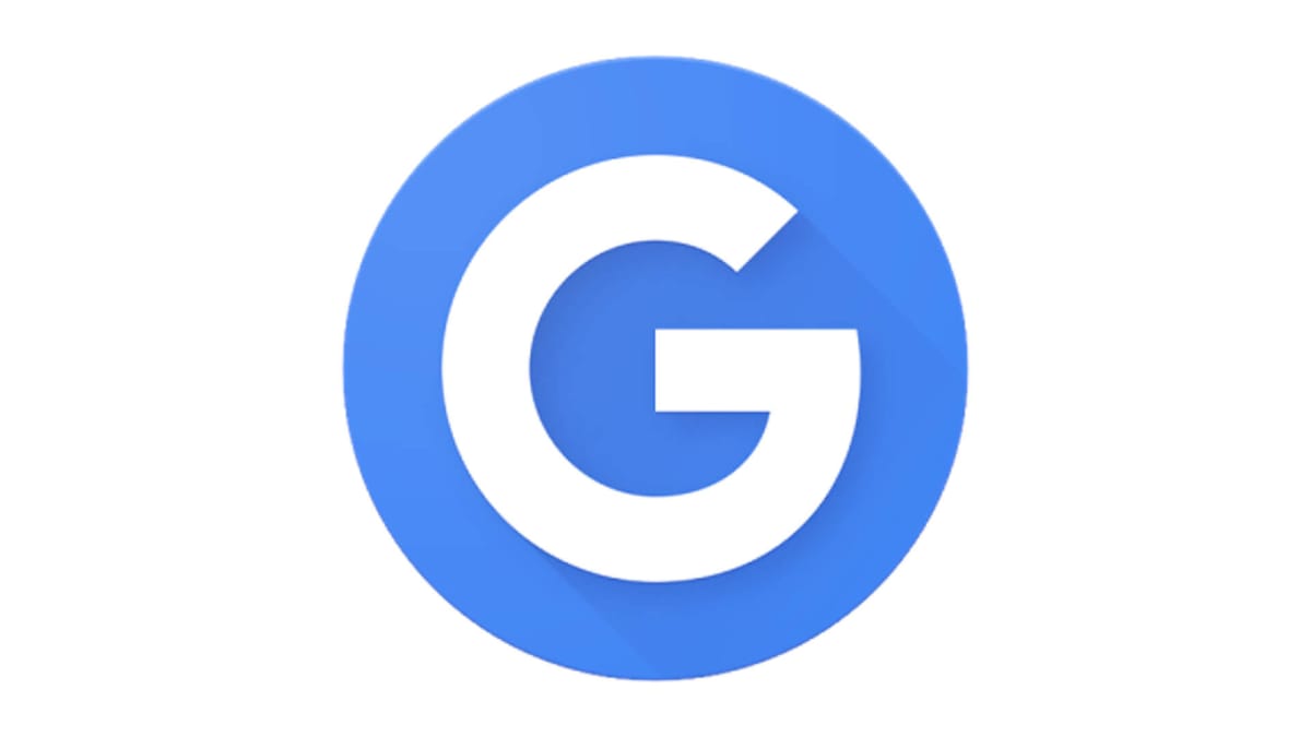A blue Google Now logo against a white backdrop