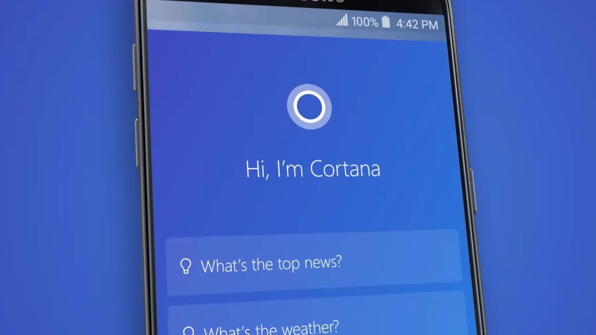 A shot of the Cortana virtual assistant on a phone