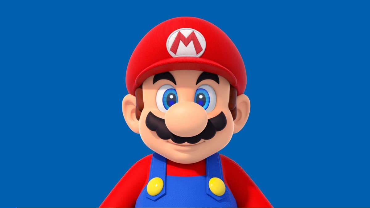 Mario against a blue background, representing Nintendo at E3 2017 (or not, as the case may be)