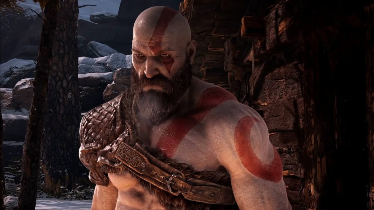 Kratos looking dejected in the Sony Interactive Entertainment game God of War