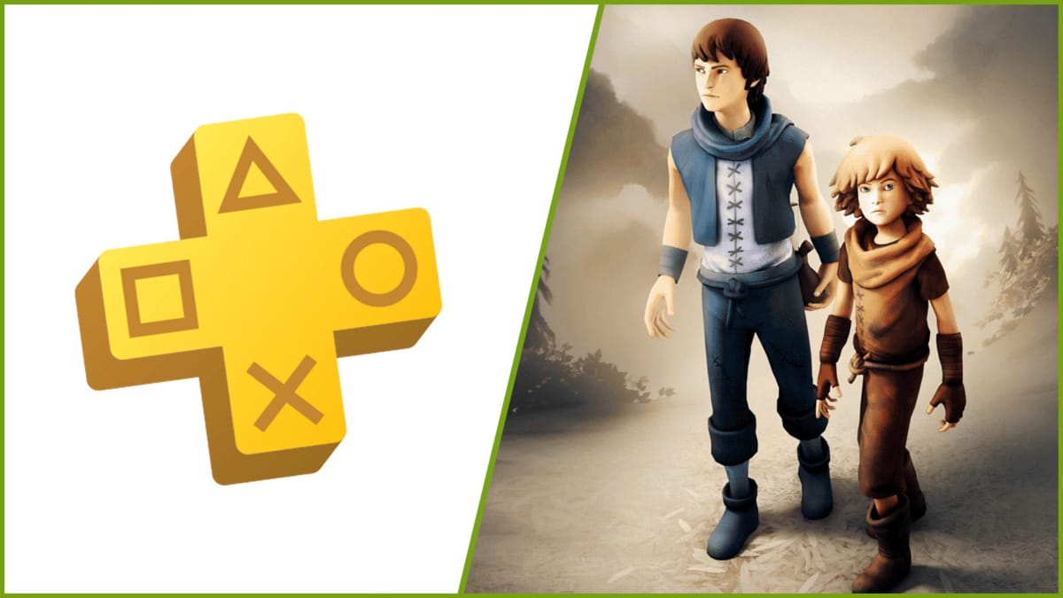 The PS Plus logo displayed next to artwork from Brothers: A Tale of Two Sons