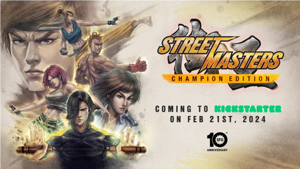 Promotional Artwork for Street Masters: Champion Edition, featuring several characters in martial arts poses.