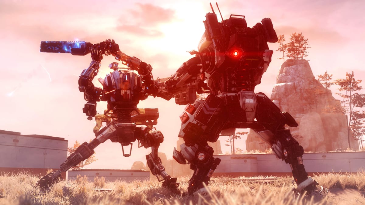 Two mechs doing battle in Titanfall 2