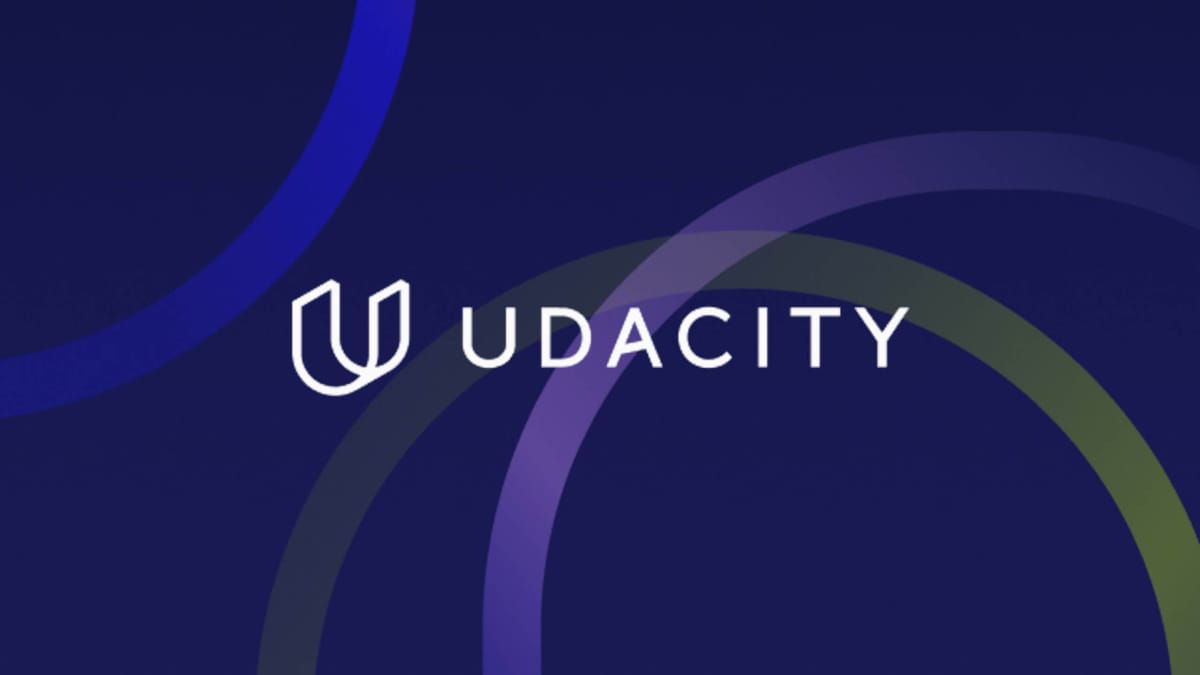 The Udacity logo against a blue background