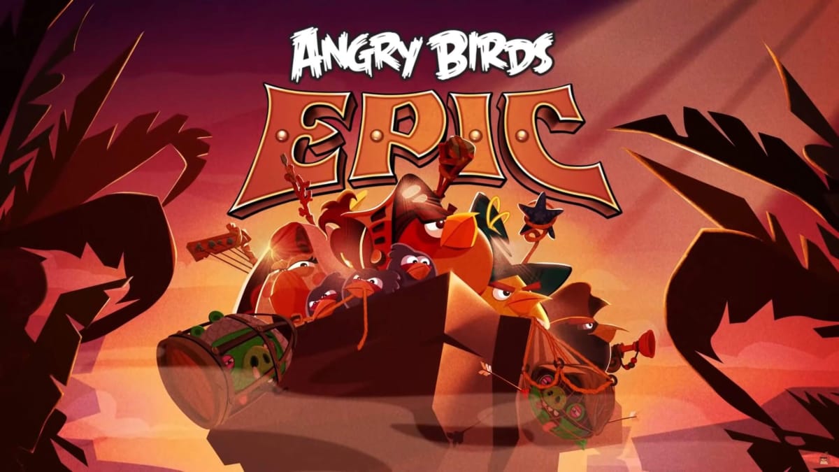 Artwork of the Angry Birds, uh, birds in armor and wielding cartoony improvised weapons in Angry Birds Epic 