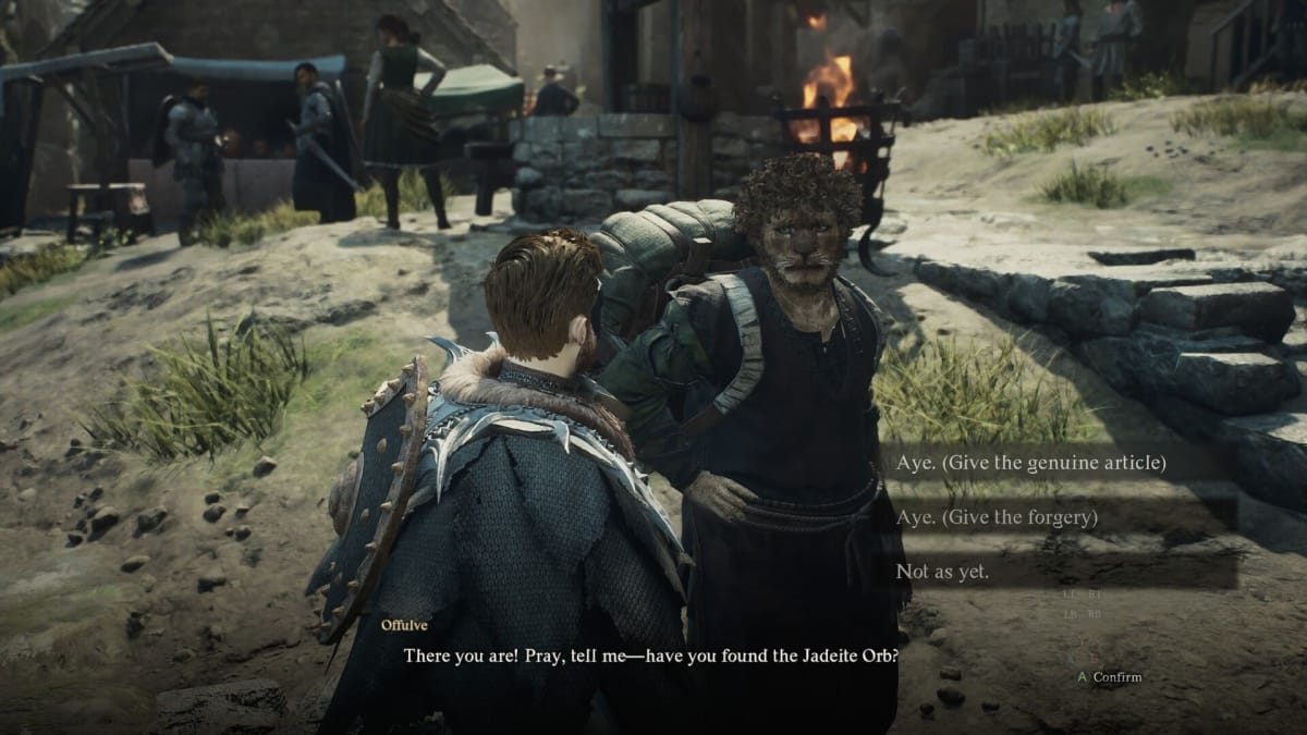 Image from Dragon's Dogma 2 - The NPC Offulve is Asking the Arisen if they have the Jadeite Orb