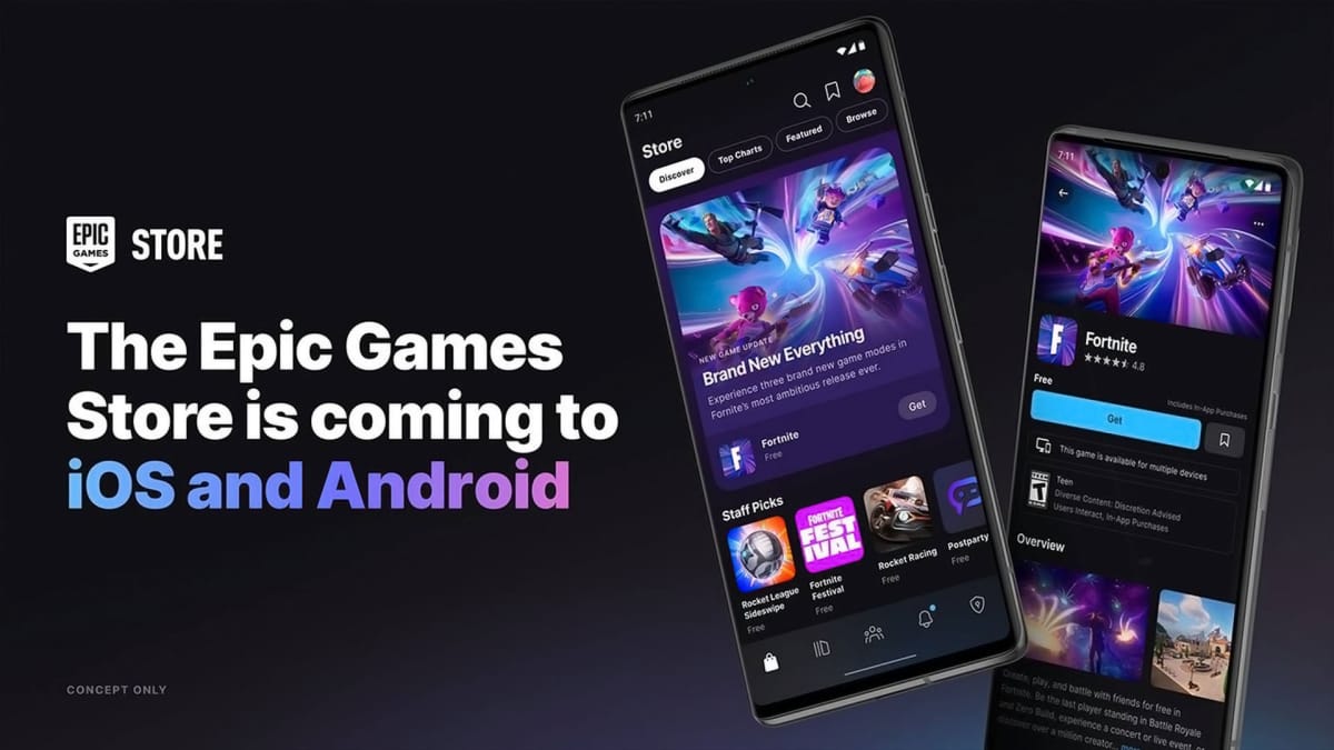 A mockup of the Epic Games Store on Mobile