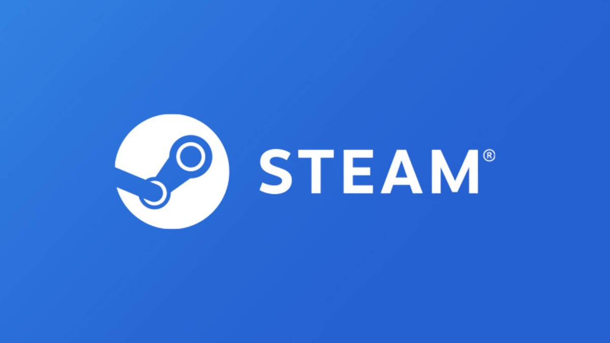 The Steam logo against a blue gradient background