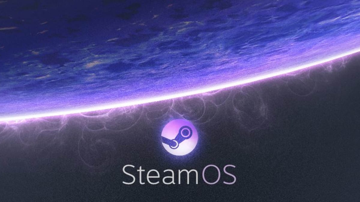 The SteamOS logo with a large planet above it