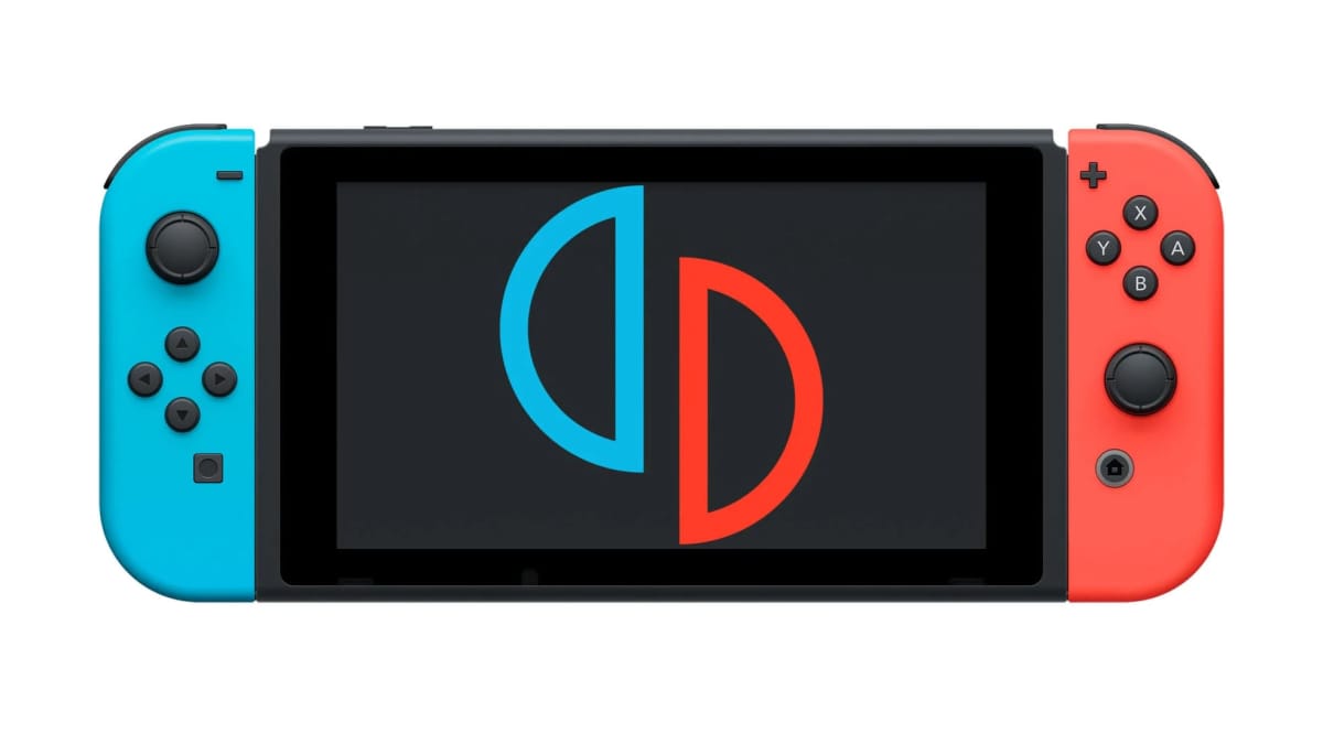 A Nintendo Switch with the Yuzu logo