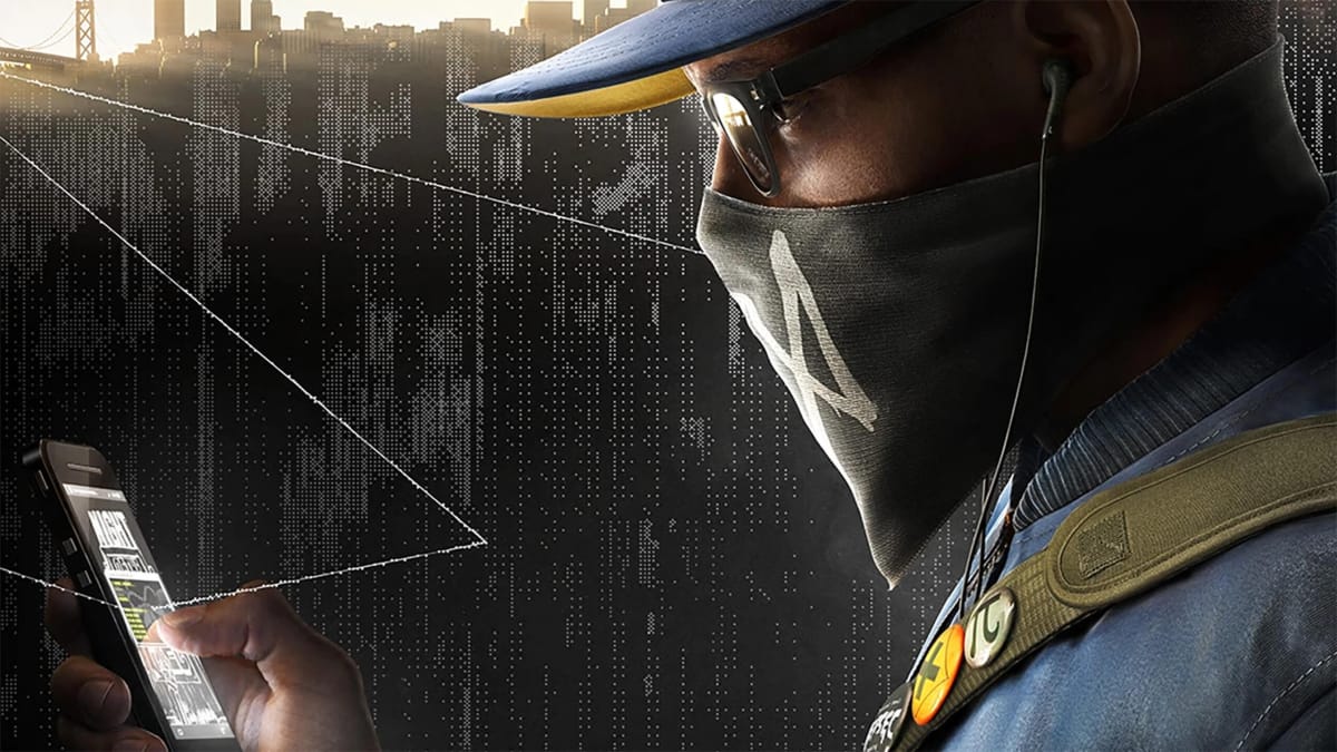 Marcus using his phone in key art for Watch Dogs 2
