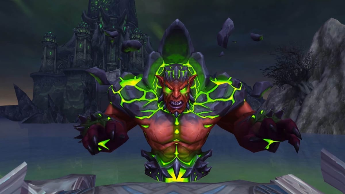 A giant demonic figure looking very angry in World of Warcraft