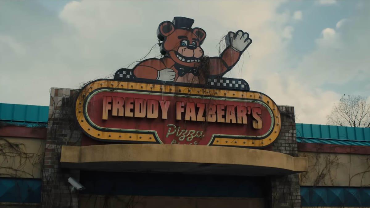 A sign for Freddy Fazbear's in the first Five Nights at Freddy's movie