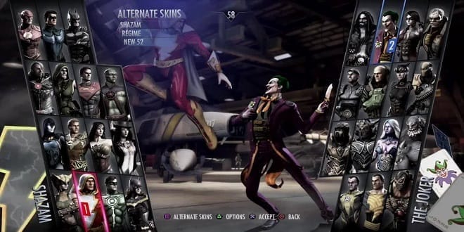 Injustice Ultimate Edition character selection screen