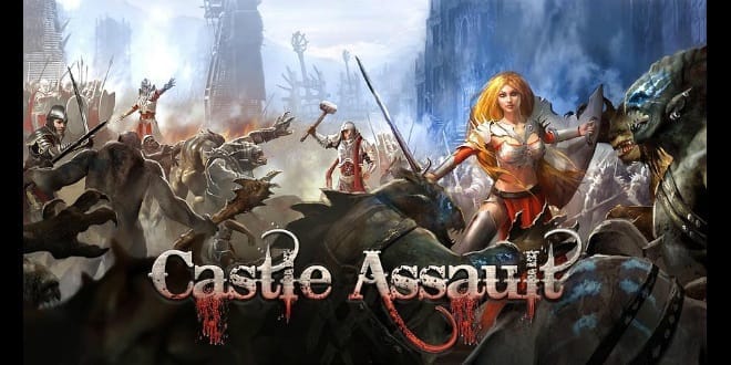 Castle Assault Key Art Showing Array of fantasy characters in battle