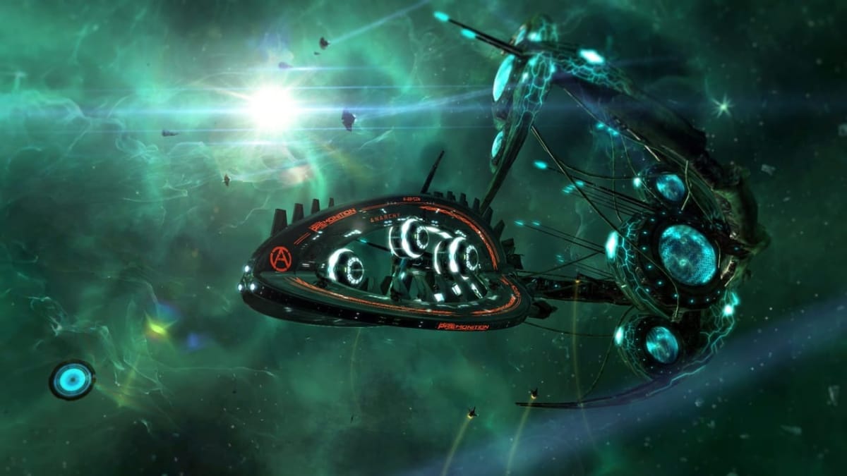 Starpoint Gemini Ship Greenish Blue Space
