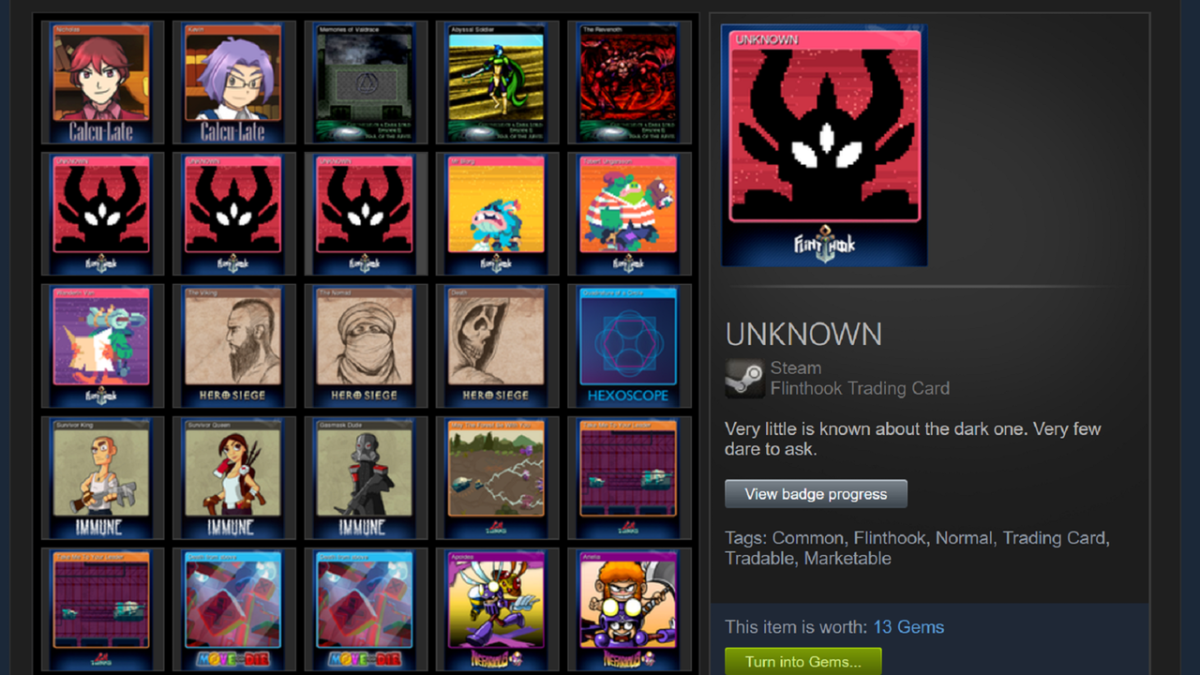 Steam Trading Card Inventory