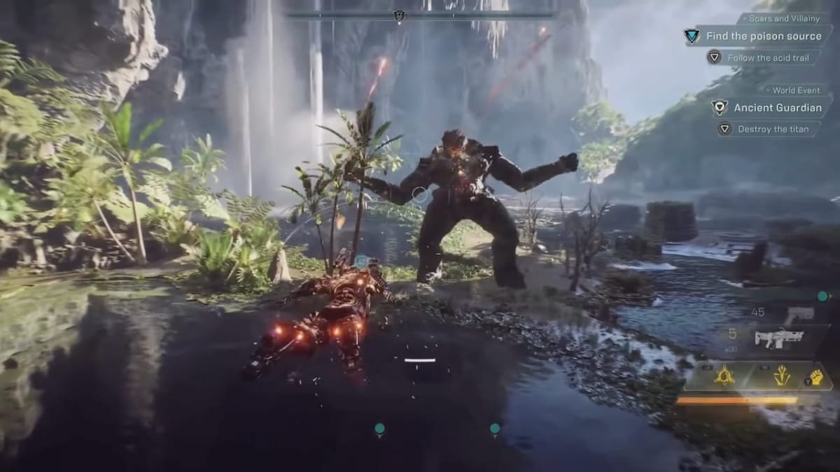 anthem gameplay javelin flying and fighting