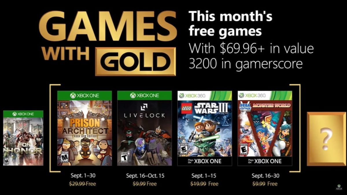 xbox games with gold september 2018