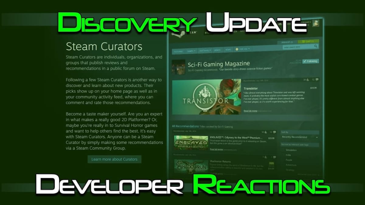 steam discovery update dev reactions