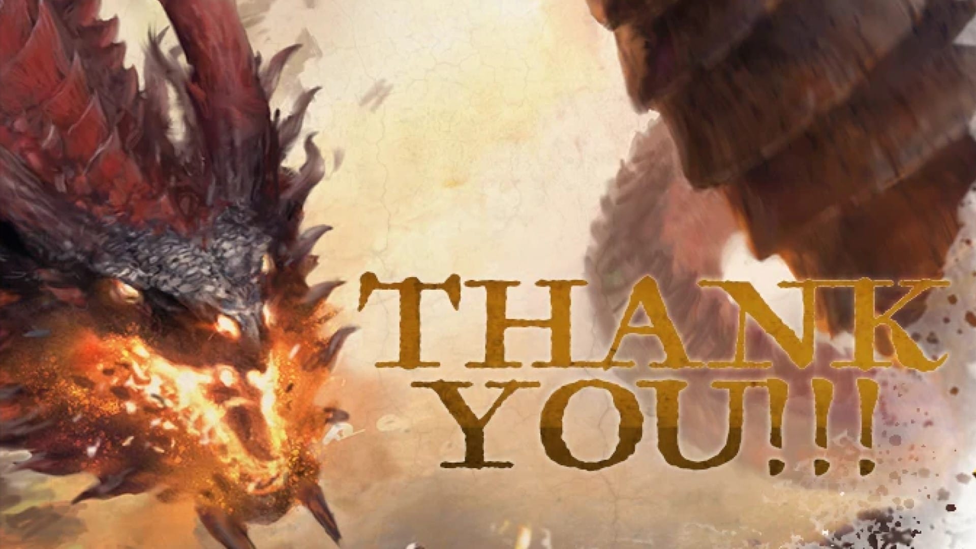 Promotional artwork from A Song of Ice & Fire: Tactics, showing a giant dragon followed by a "Thank You" message.