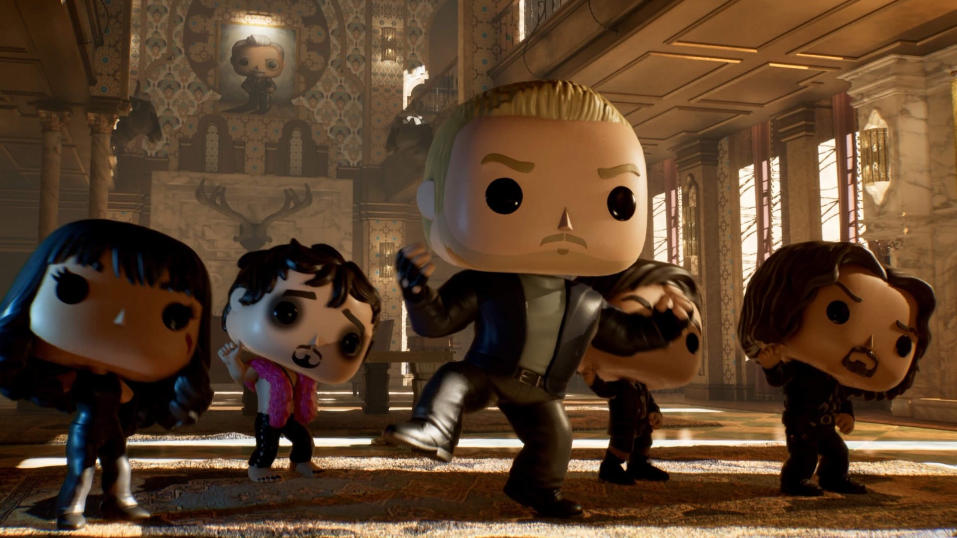The cast of The Umbrella Academy rendered as Funko Pops in the crossover action-adventure game Funko Fusion