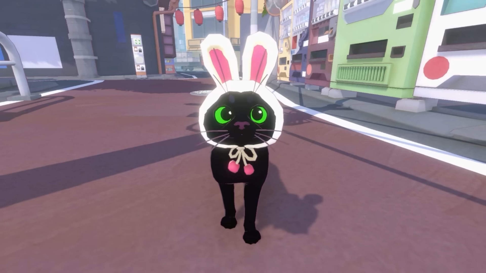 The small black cat protagonist wearing a bunny hat in Little Kitty, Big City, which is an Xbox Game Pass May 2024 game