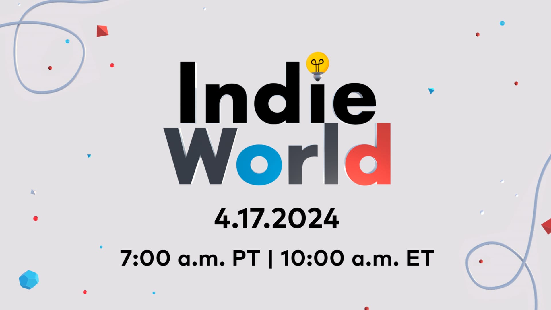 A logo for the upcoming Nintendo Indie World showcase, which airs on April 17th