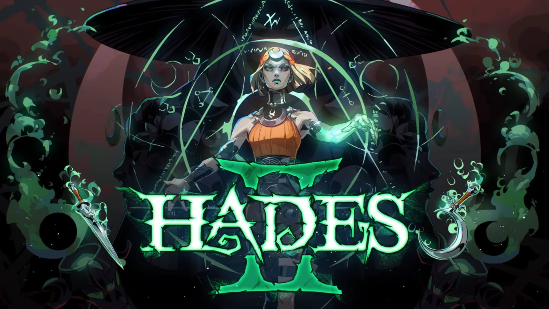 Official artwork for Hades 2 depicting its protagonist and the game's logo