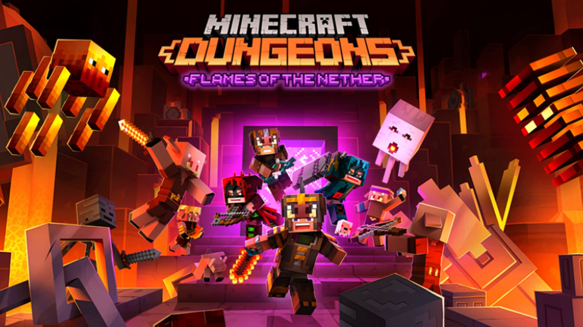 Minecraft Dungeons Flames of the Nether DLC cover