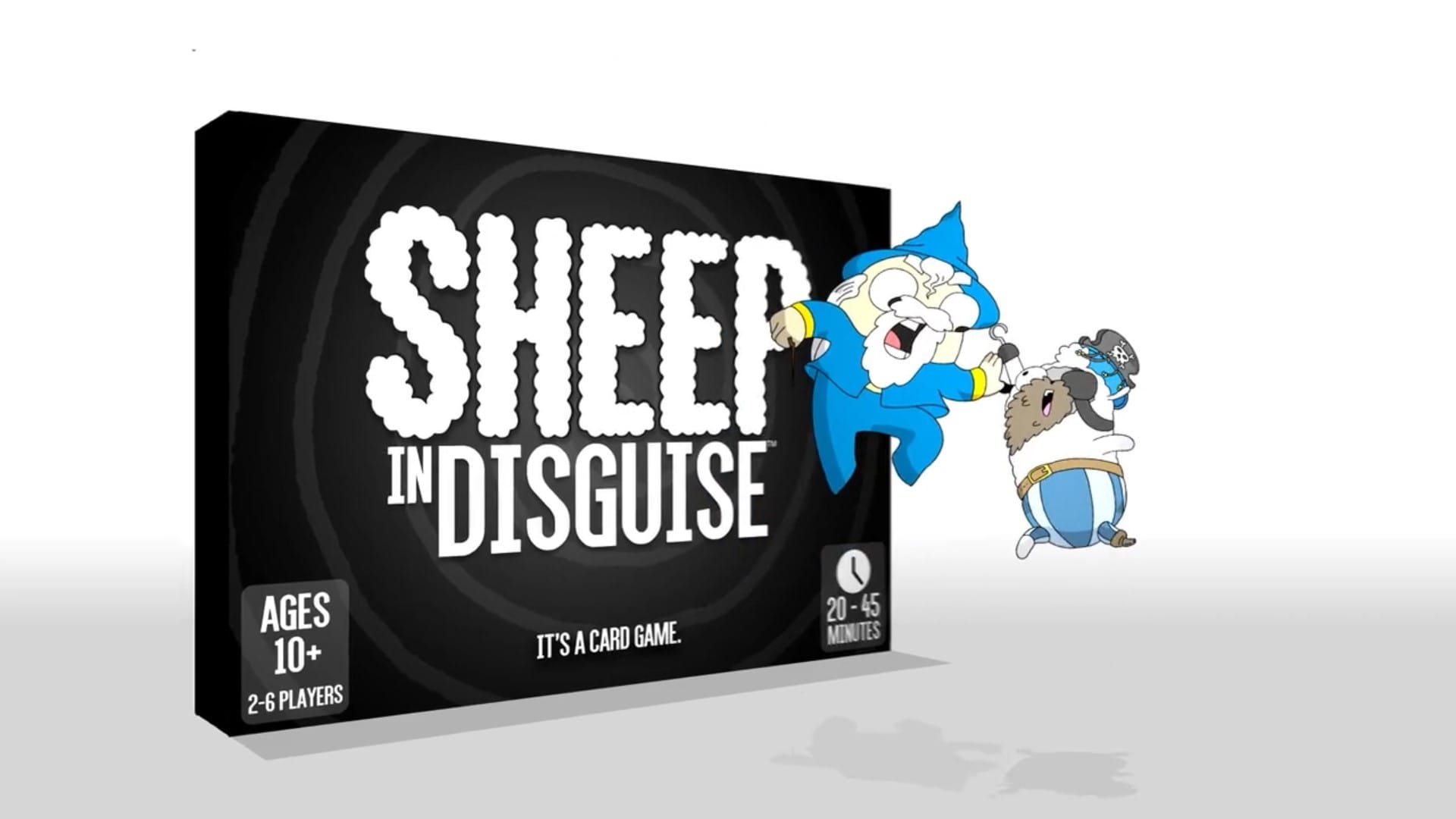 Sheep in Disguise's Box Art with a cartoon wizard and sheep high-fiving.