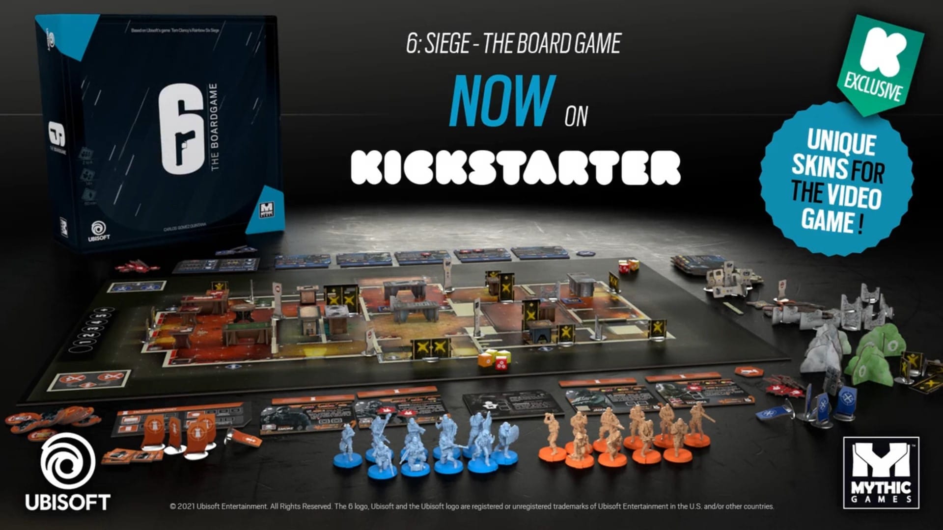 The board and set up for Rainbow Six Siege The Board Game