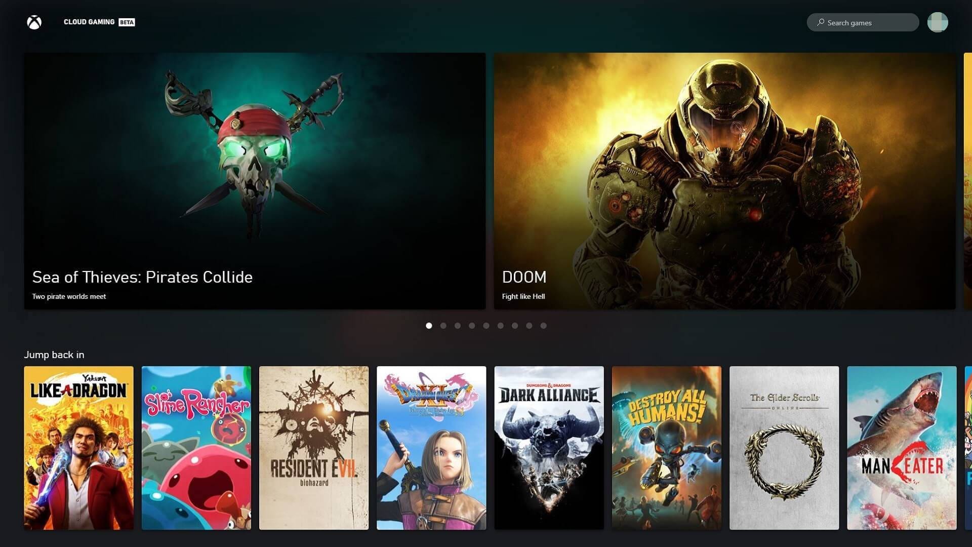 Xbox Cloud Gaming (Beta) em