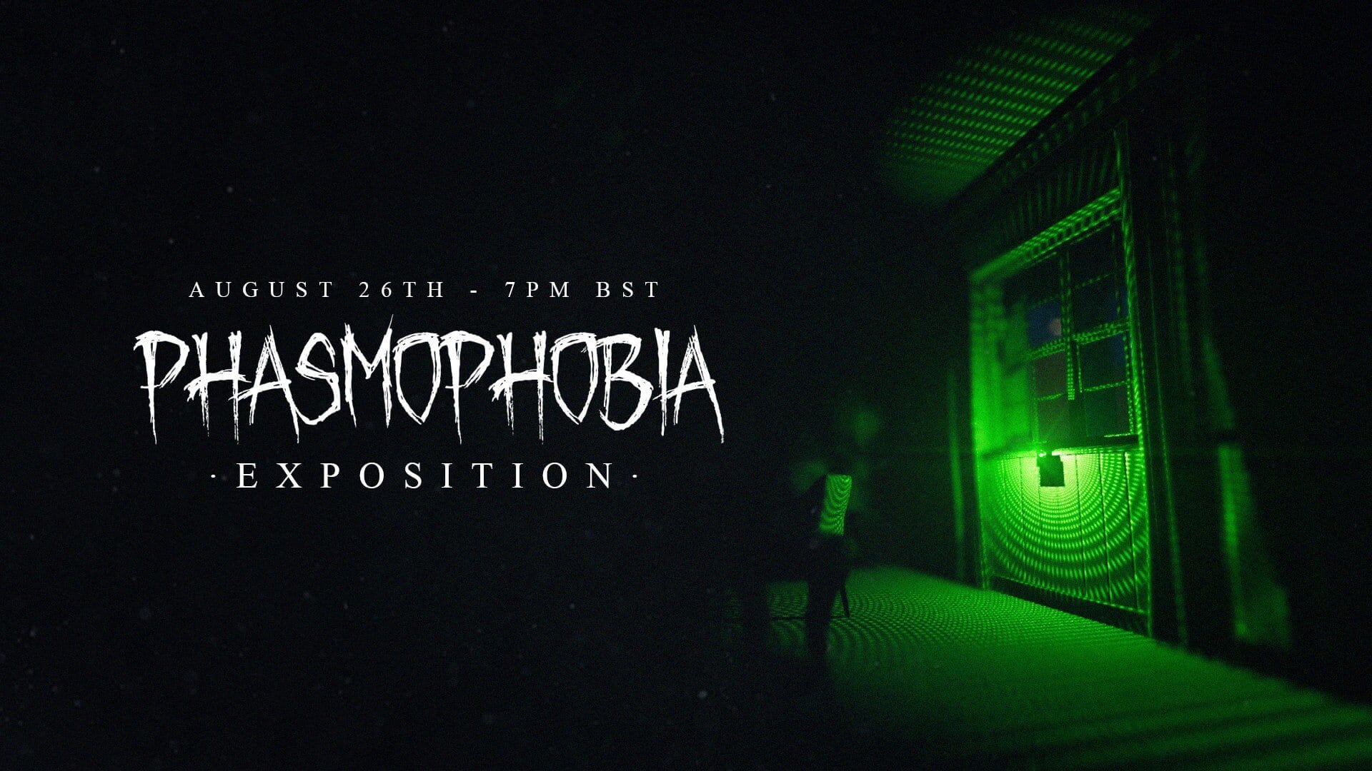 A spooky banner announcing today's new Phasmophobia update