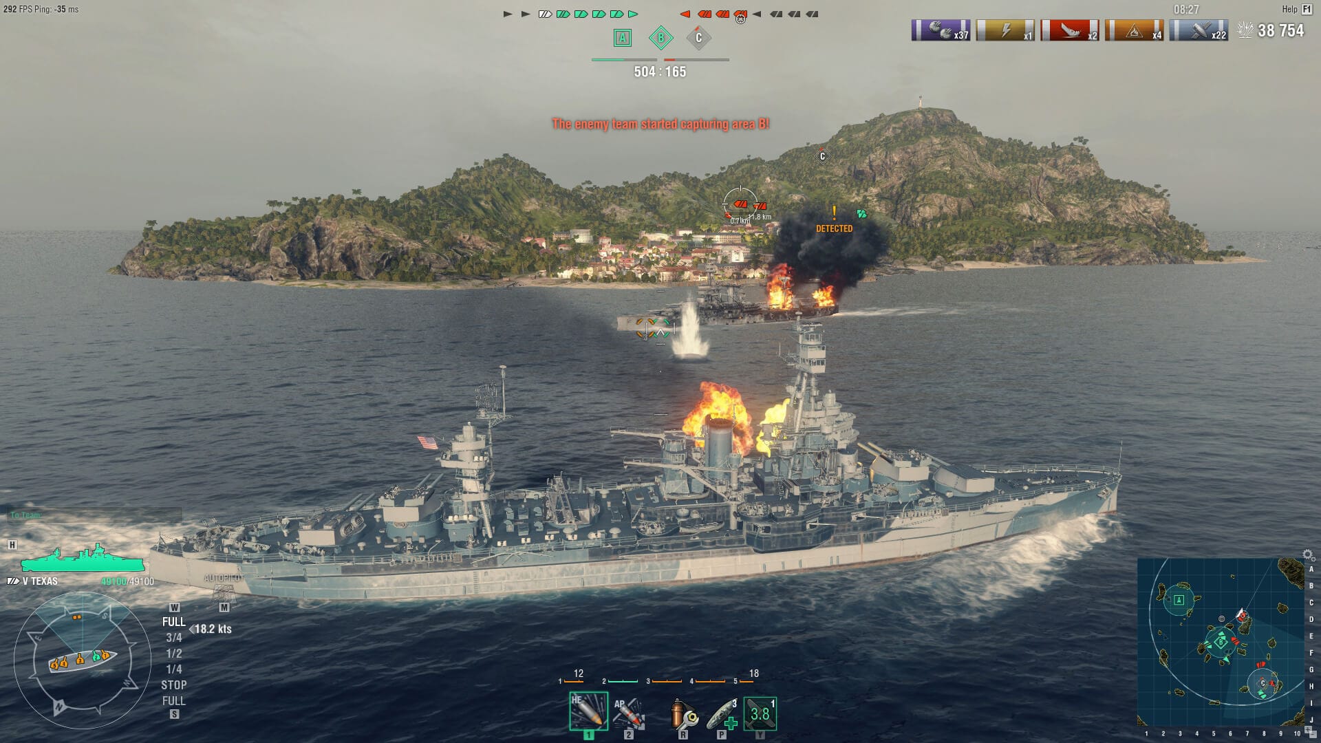 A gameplay screenshot from World of Warships.