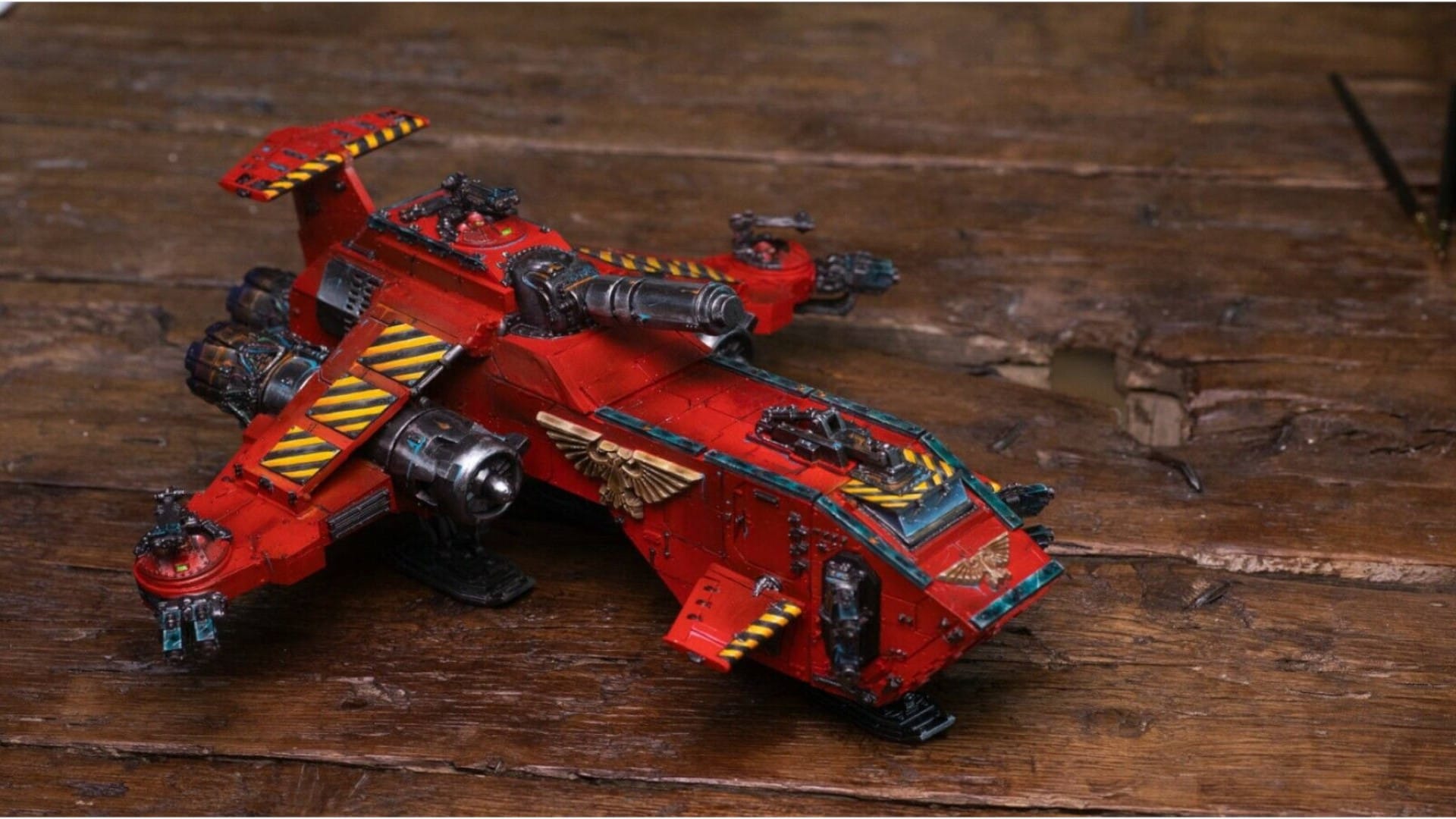 A fully painted Thunderhawk Gunship that was sold on eBay