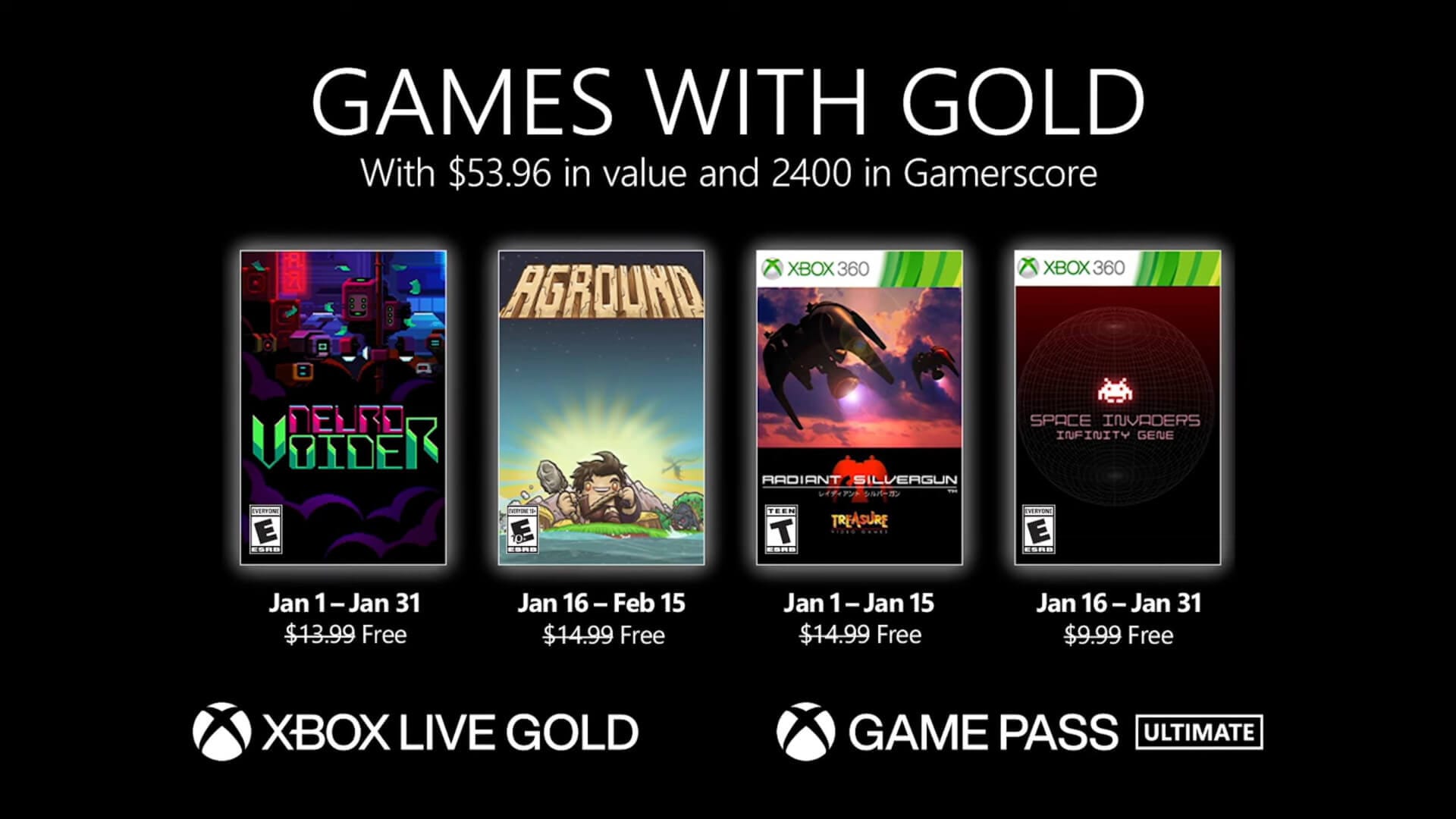 The Xbox Games With Gold January lineup
