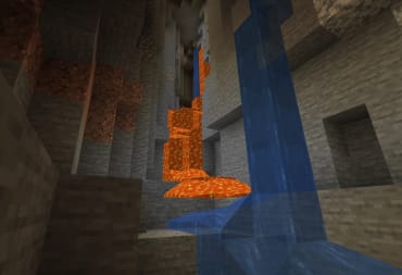 Minecraft game page lava water canyon
