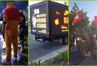 Blizzcon Protests 2019 Winnie The Pooh Mei Truck Hong Kong Flag
