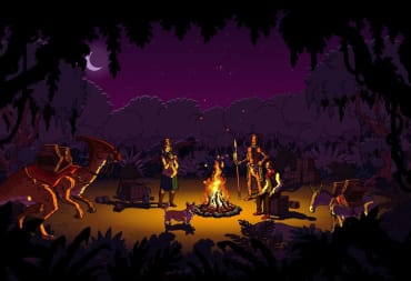 A campfire scene in Curious Expedition 2