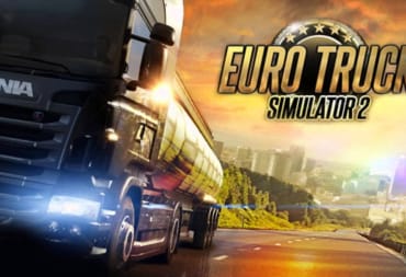 The logo of Euro Truck Simulator 2 and a cool looking truck.